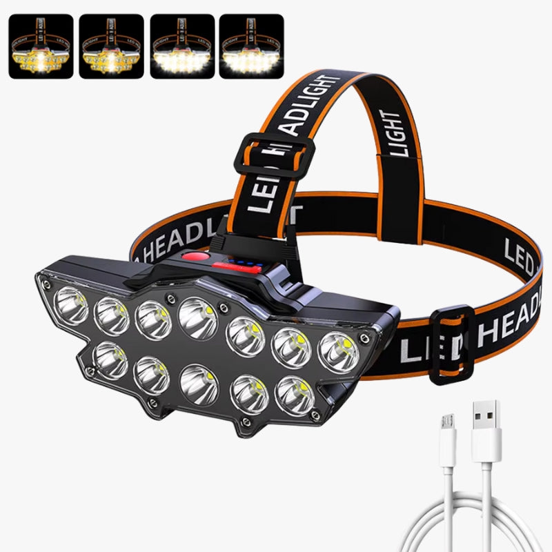 Linterna frontal con 12 LED