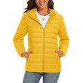 Chaqueta acolchada larga para mujer con capucha no extraíble color amarillo