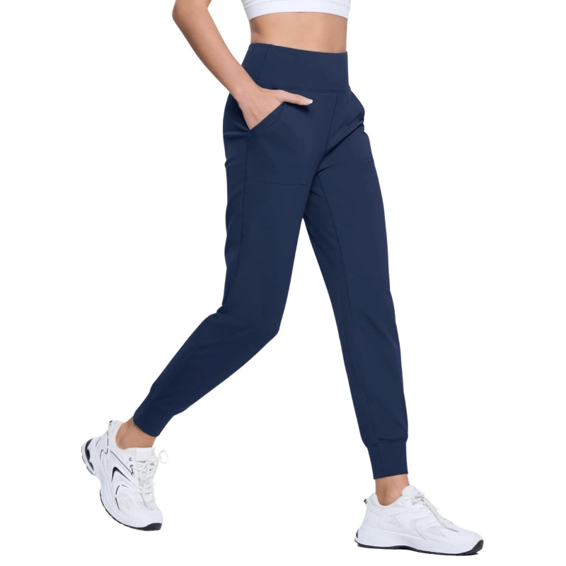 Pantalón femenino tipo jogger slim, cómodo y ligero para cualquier ocasión, azul marino.