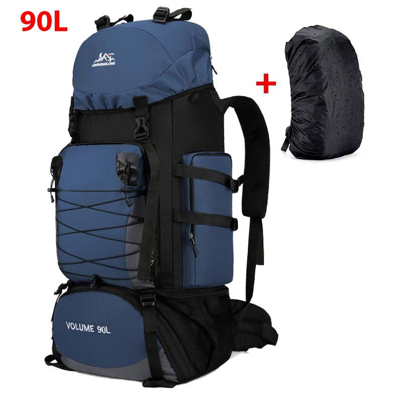 Mochila de gran capacidad de 90L con funda impermeable.