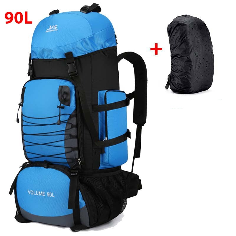 Mochila de gran capacidad de 90L con funda impermeable.