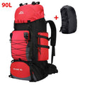 Mochila de gran capacidad de 90L con funda impermeable.