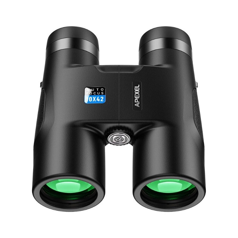 Binocular Prisma 10x42, con aumento 10X, enfoque fijo, lentes FMC y prisma BAK4. Compacto, ligero y adaptable a trípodes. Ideal para actividades al aire libre.