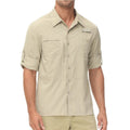 Camisa de manga larga para hombre con protección UPF50+, color beige