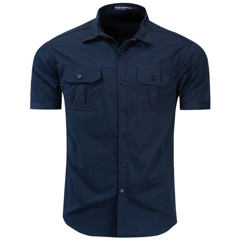 Camisa de manga corta para hombre, color azul