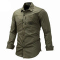 Camisa estilo militar de manga larga para hombre verde