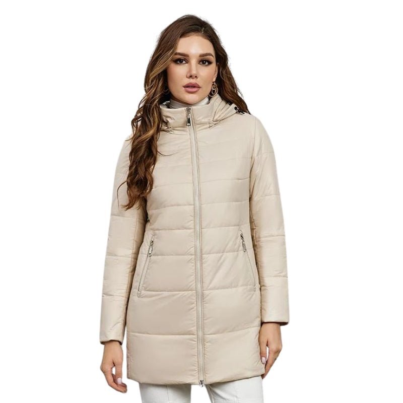 Chaqueta Flora cortavientos acolchada de lujo para mujer beige