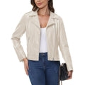 Chaqueta Gaia blanca de lujo de cuero e impermeable para mujer