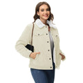 Chaqueta Hagel corta de mujer de pana con forro de sherpa beige