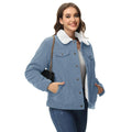 Chaqueta Hagel corta de mujer de pana con forro de sherpa azul claro