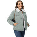 Chaqueta Hagel corta de mujer de pana con forro de sherpa gris claro