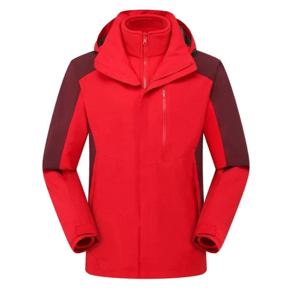 Chaqueta Harris cortavientos de hombre con capucha e impermeable roja