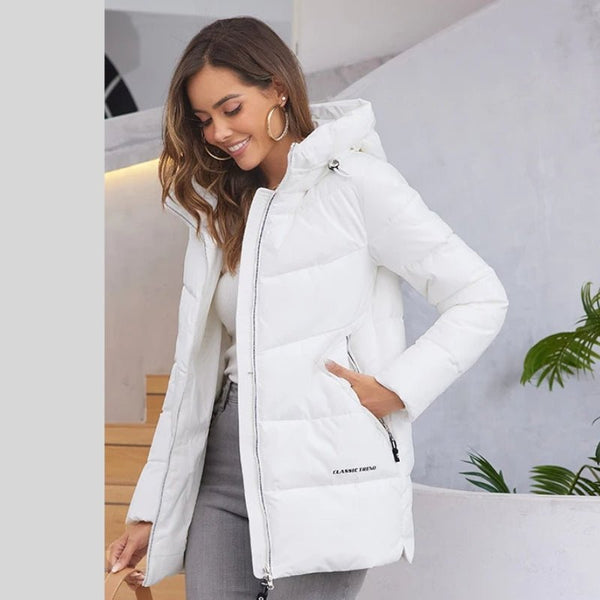 Chaqueta Jade blanca cortavientos térmica de lujo para mujer