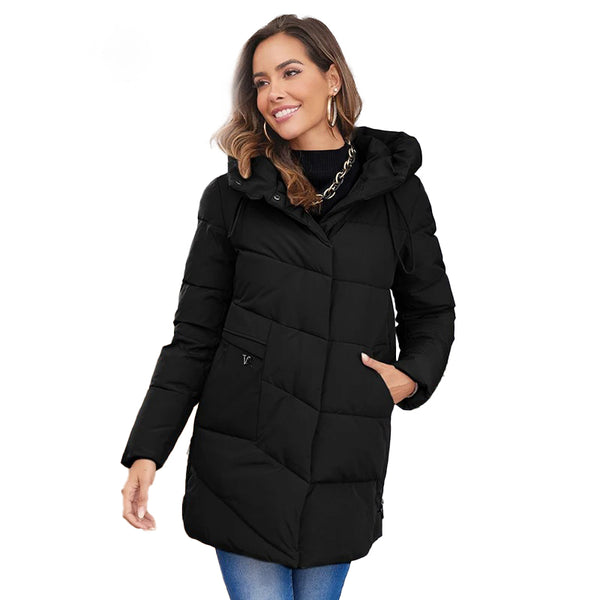 Chaqueta Jenny negra de invierno lujosa cálida y cómoda para mujer