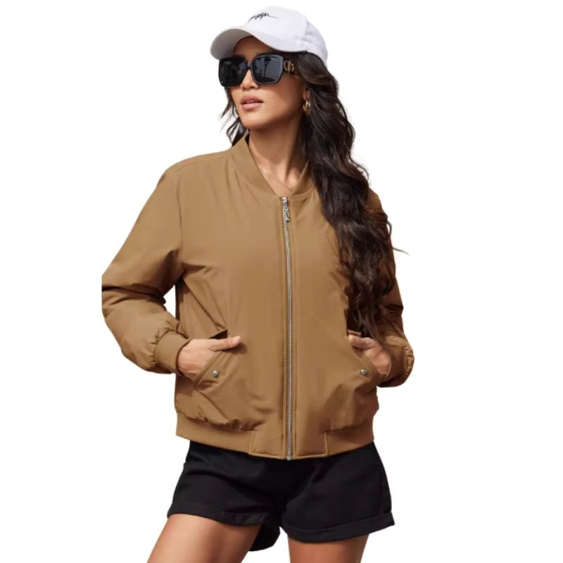 Chaqueta Lary bomber acolchada de mujer, ligera, suave y resistente al agua y al viento marrón