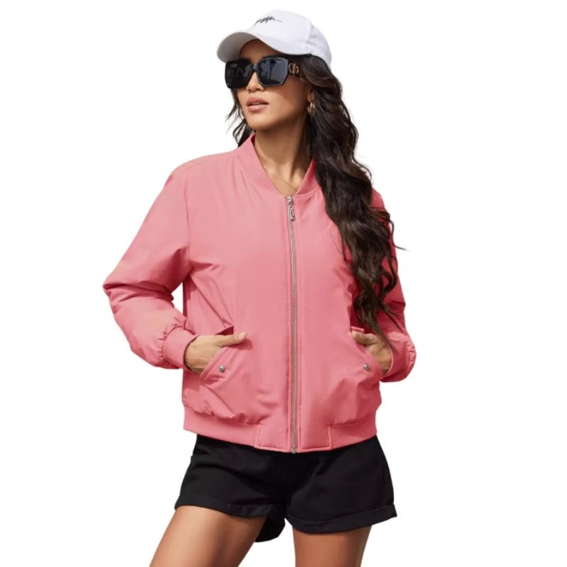 Chaqueta Lary bomber acolchada de mujer, ligera, suave y resistente al agua y al viento rosa