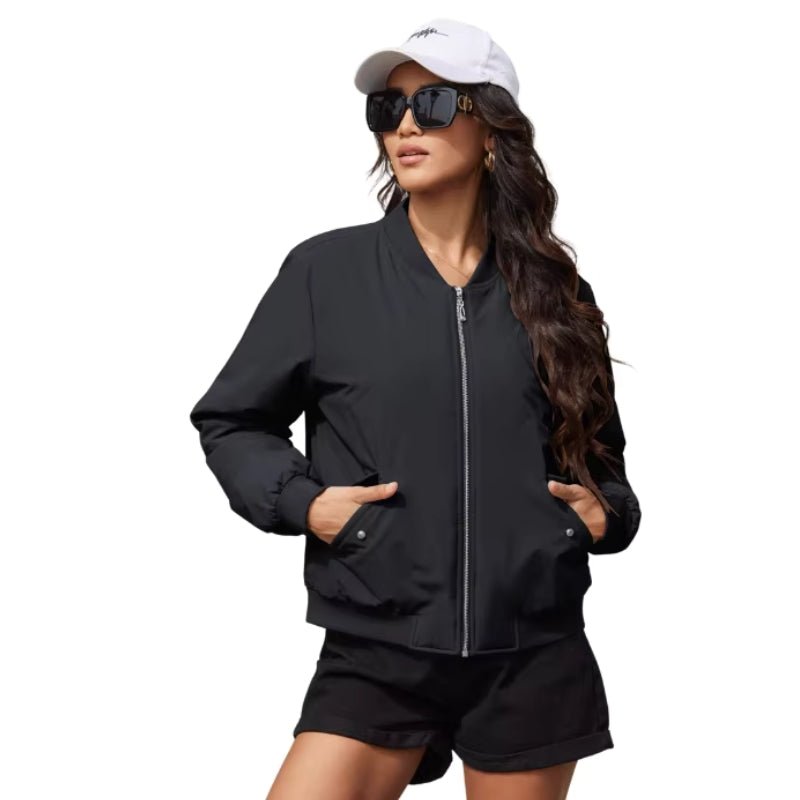 Chaqueta Lary bomber acolchada de mujer, ligera, suave y resistente al agua y al viento negra