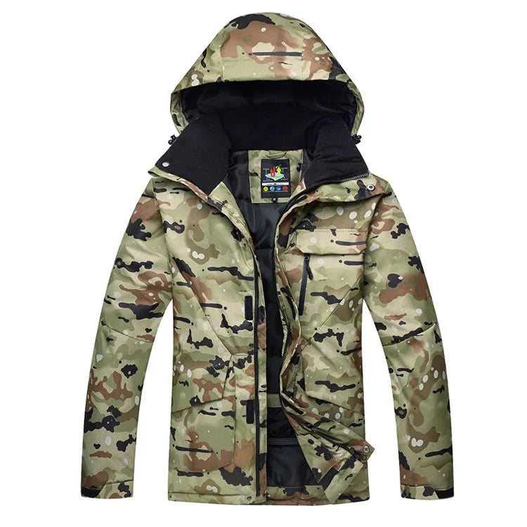 Chaqueta Look cortavientos de camuflaje con acolchado térmico para hombre impermeable verde