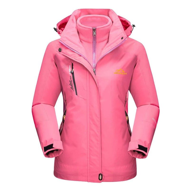 Chaqueta Luci 3 en 1 cortavientos con acolchado térmico para mujer impermeable rosa