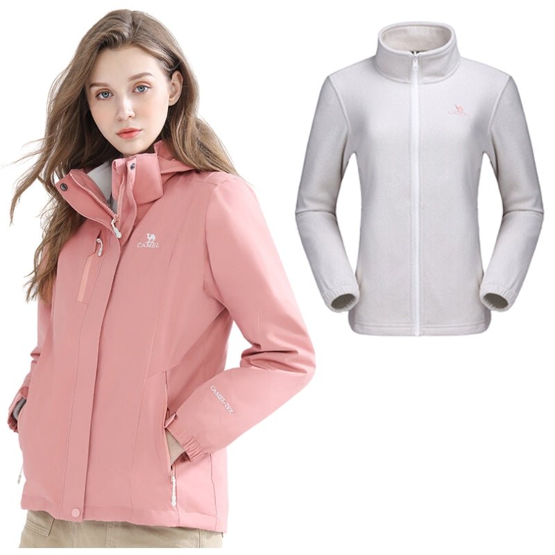 Chaqueta Mayla 3 en 1 cortavientos elegante moderna y impermeable para mujer rosa coralino