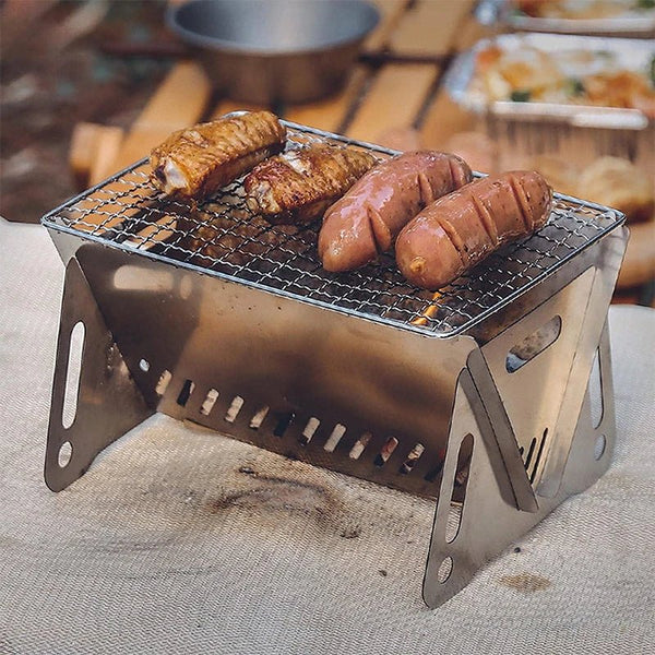 Barbacoa portátil de acero inoxidable para camping