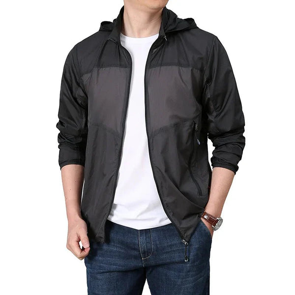 Chaqueta deportiva para hombre, modelo cortavientos impermeable gris oscuro