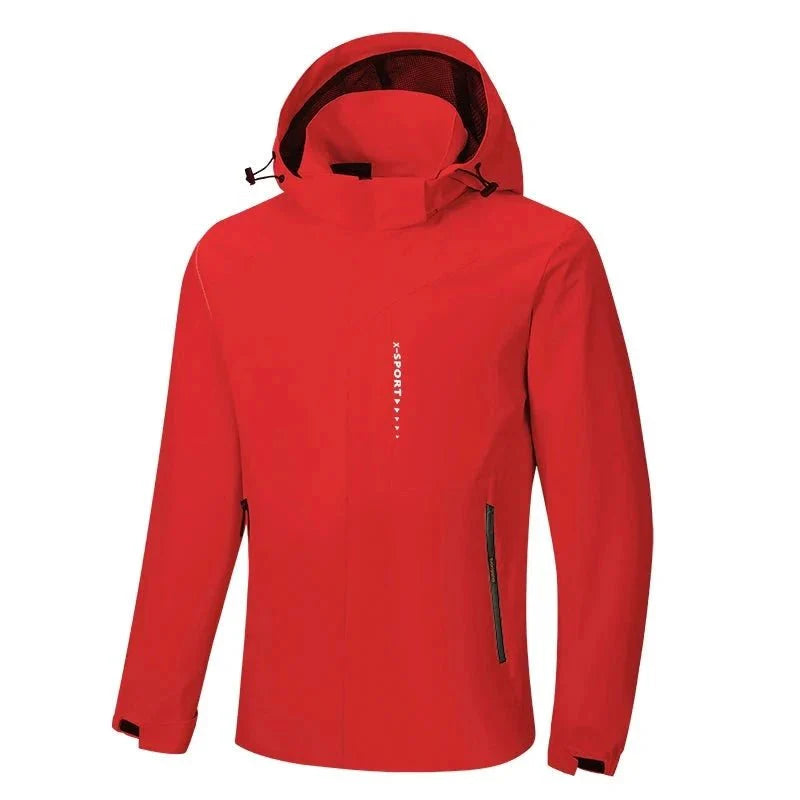 Chaqueta cortavientos impermeable para hombre con
Bolsillo interior para móvil, con forro rojo