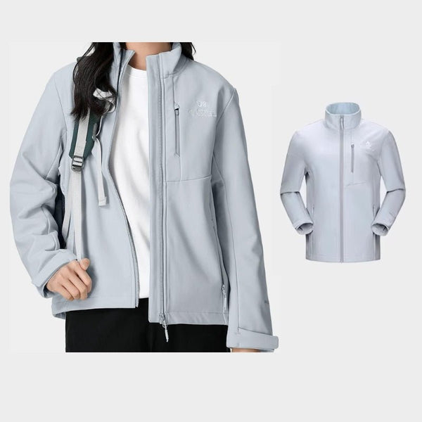 Chaqueta cortavientos para mujer, con forro polar, impermeable azul