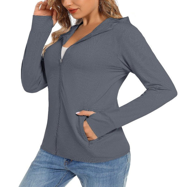 Chaqueta cortavientos para mujer con protección solar.
Ligero, transpirable, de secado rápido y que absorbe la humedad gris