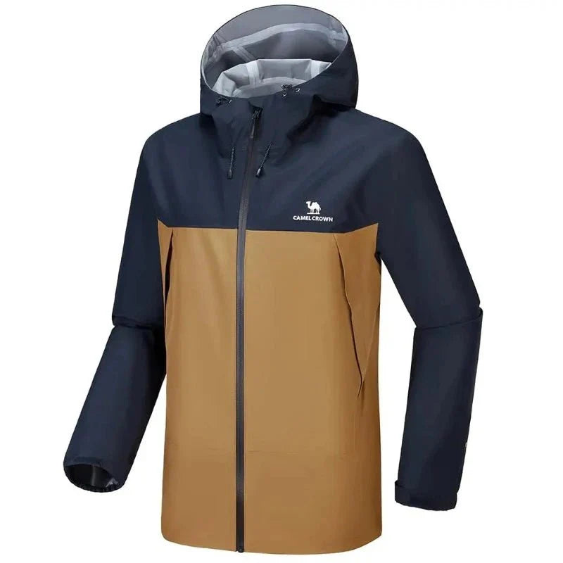 Chaqueta deportiva de hombre con capucha, bolsillo interior y
A prueba de viento, térmico y resistente al desgaste. Caqui/negro