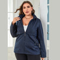 Chaqueta cortavientos con capucha para mujer de talla grande azul