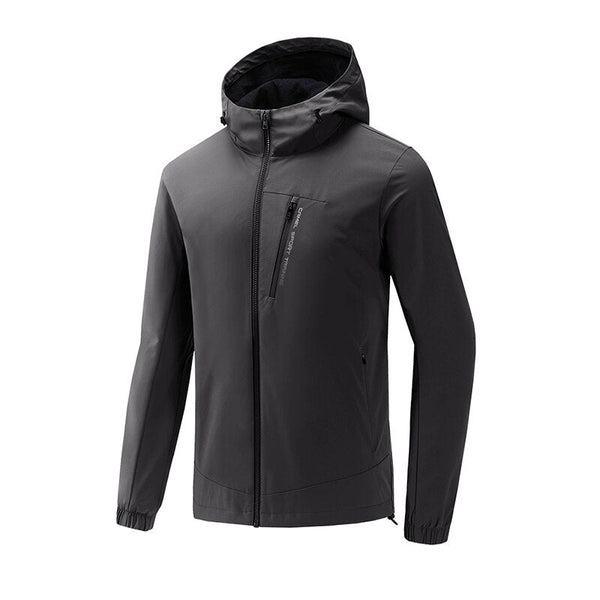 Chaqueta cortavientos impermeable, forrada y con capucha para hombre negro