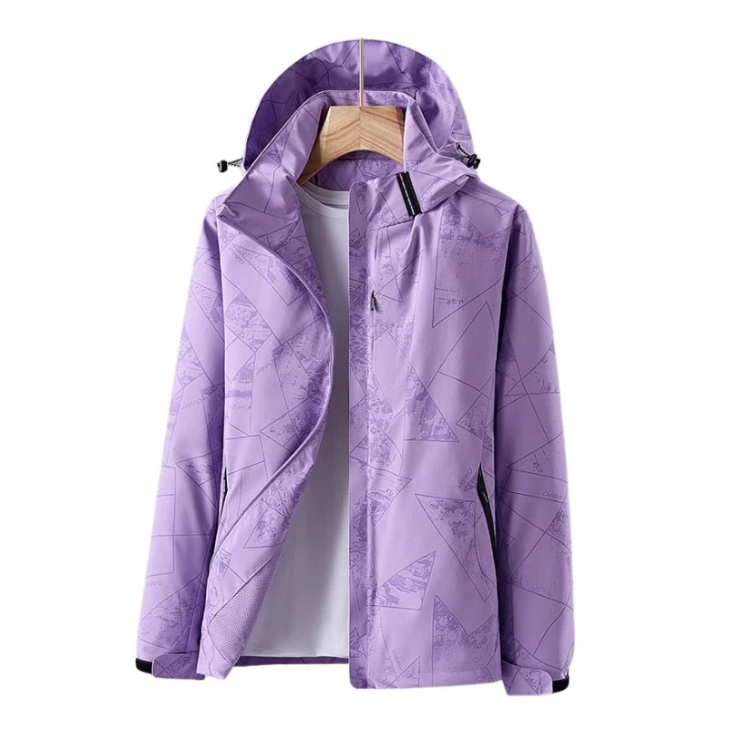 Chaqueta cortavientos de mujer, con forro e impermeable lila