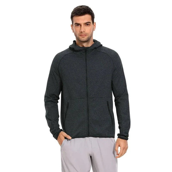 Cortavientos deportivo para hombre, ligero, transpirable y con capucha, negro.