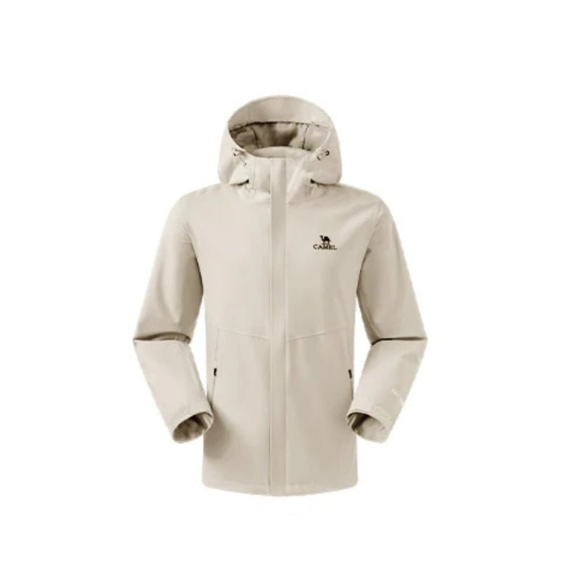 Chaqueta Cortavientos para Hombre, impermeable y cortavientos, con puños ajustables y bolsillos con cremallera, gris claro.