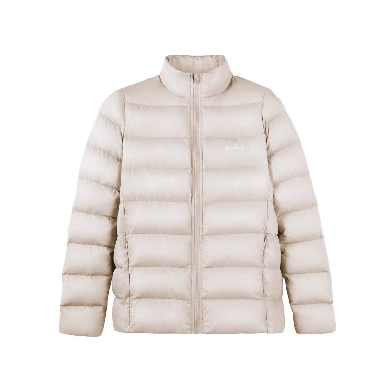 Chaqueta térmica de pluma de ganso para mujer beige