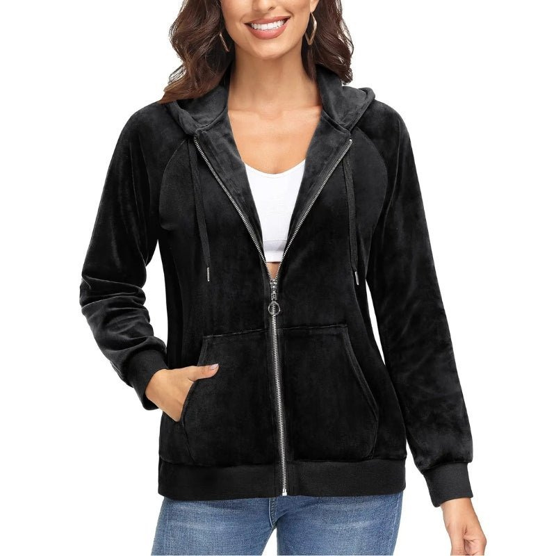 Chaqueta Berta de felpa suave para mujer negra