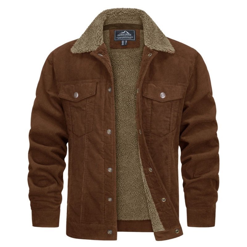 Chaqueta Cameron de terciopelo forrada en polar Sherpa para hombre marrón