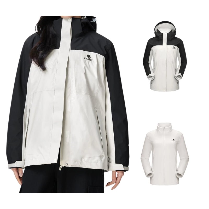 Chaqueta Merlin blanca/negra cortavientos elegante moderna y impermeable para mujer