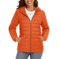 Chaqueta acolchada larga para mujer con capucha no extraíble color naranja