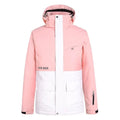 Chaqueta térmica de esquí para mujer 100% impermeable, soporta temperaturas de hasta -30ºC, color rosa con blanco