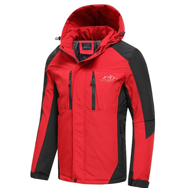 Chaqueta cortavientos hombre impermeable con forro, color rojo