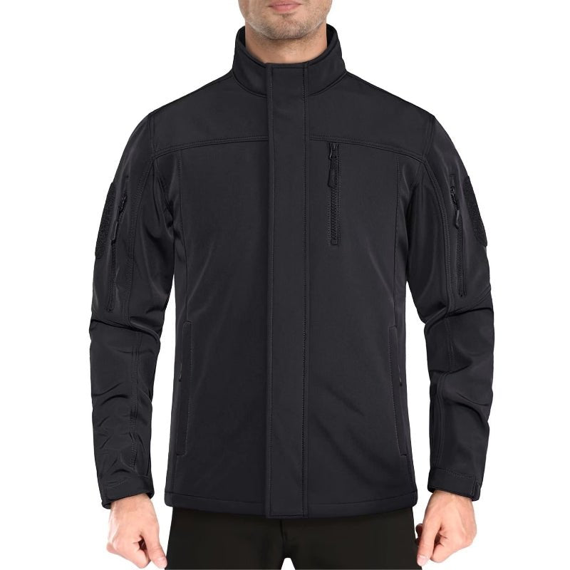 Chaqueta impermeable y térmica para hombre con múltiples bolsillos, color negro