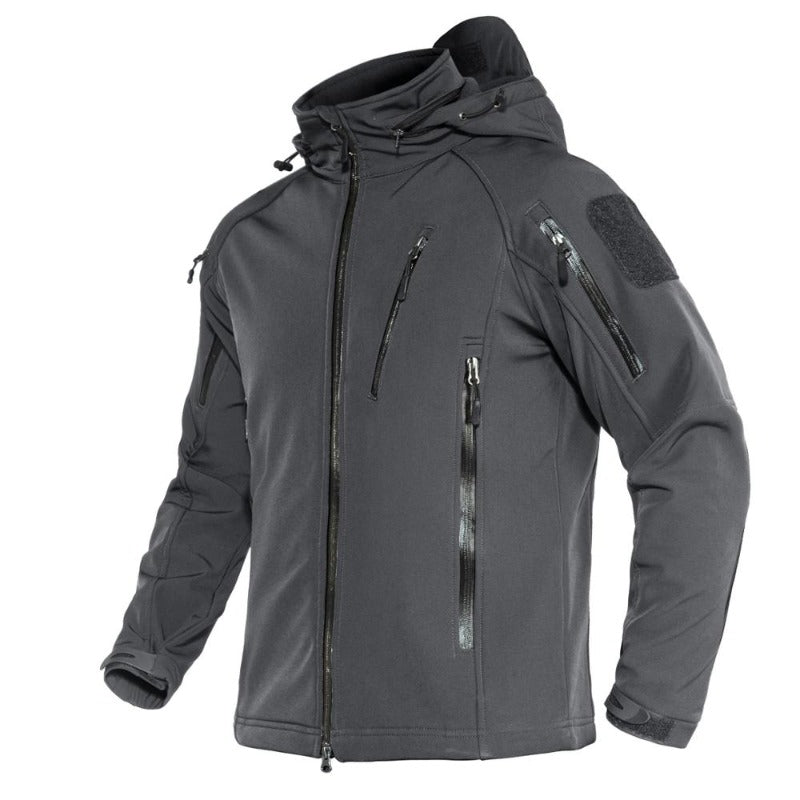 Chaqueta impermeable para hombre, forro térmico, color gris oscuro