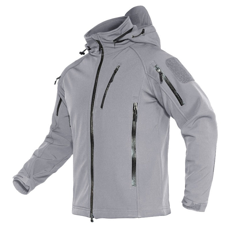 Chaqueta impermeable para hombre, forro térmico, color gris claro