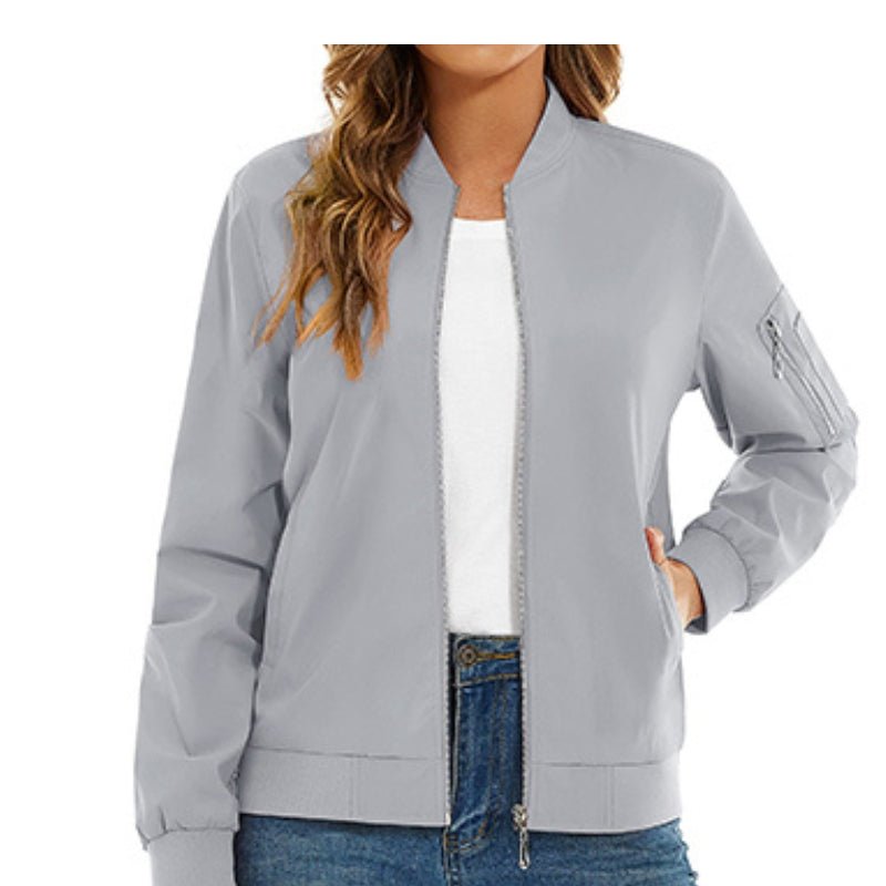 Chaqueta bomber para mujer, ligera y cálida. Gris.