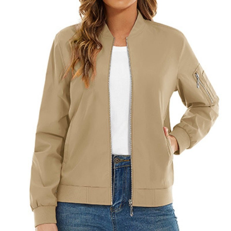 Chaqueta bomber para mujer, ligera y cálida. Caqui