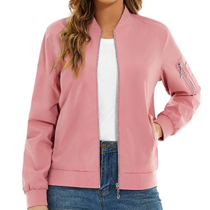 Chaqueta bomber para mujer, ligera y cálida. Rosa.