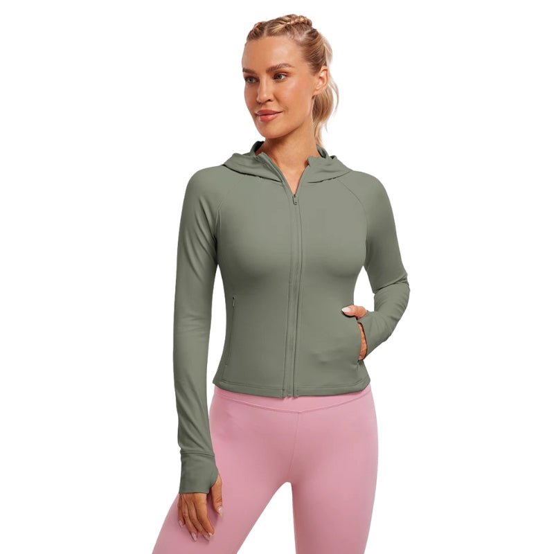 Chaqueta cortavientos deportiva con capucha para mujer,
Ligero, transpirable, de secado rápido, verde claro