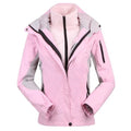 Chaqueta 3 en 1 para mujer Capucha desmontable con cordón, puños con ajuste de velcro rosa claro